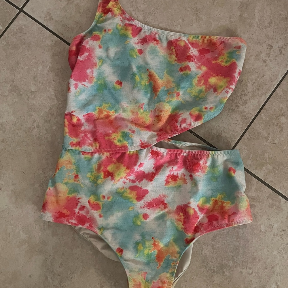 Hannah Rose Colorful Tie-Dye One Shoulder One Piece